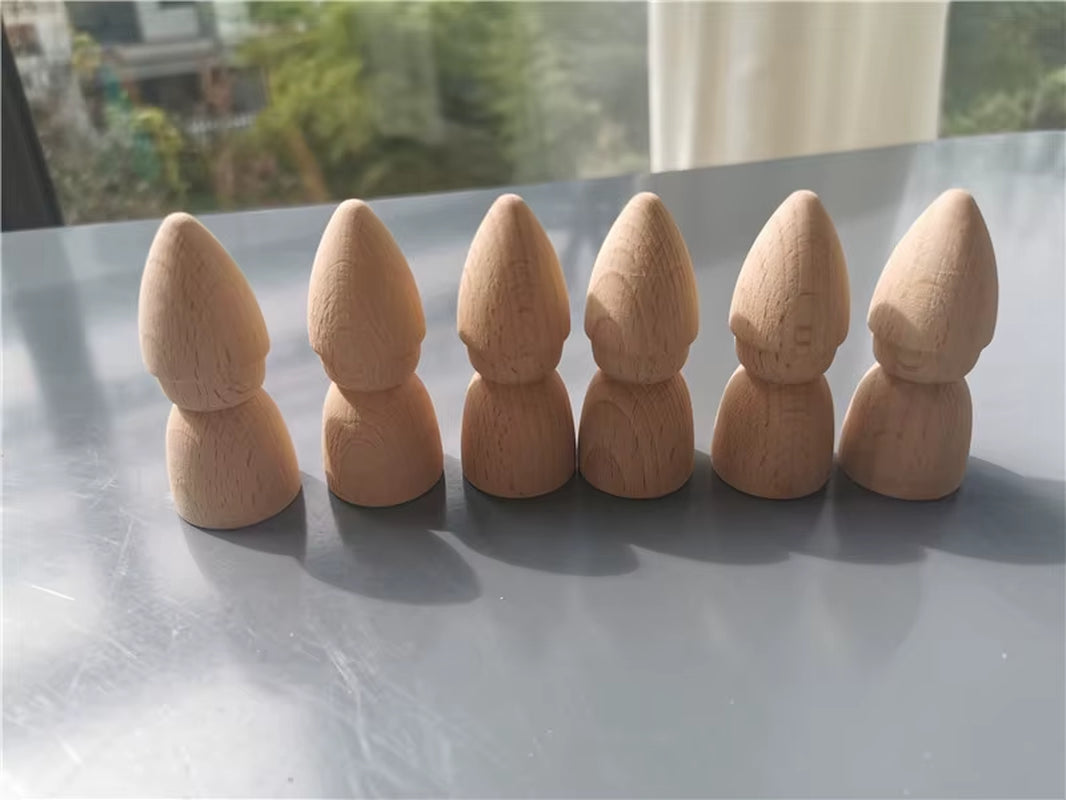 6Pcs Children Rainbow Wooden Peg Dolls Gnomes Colorful Beech Wood Creative Montessori Toys 2.9*7Cm