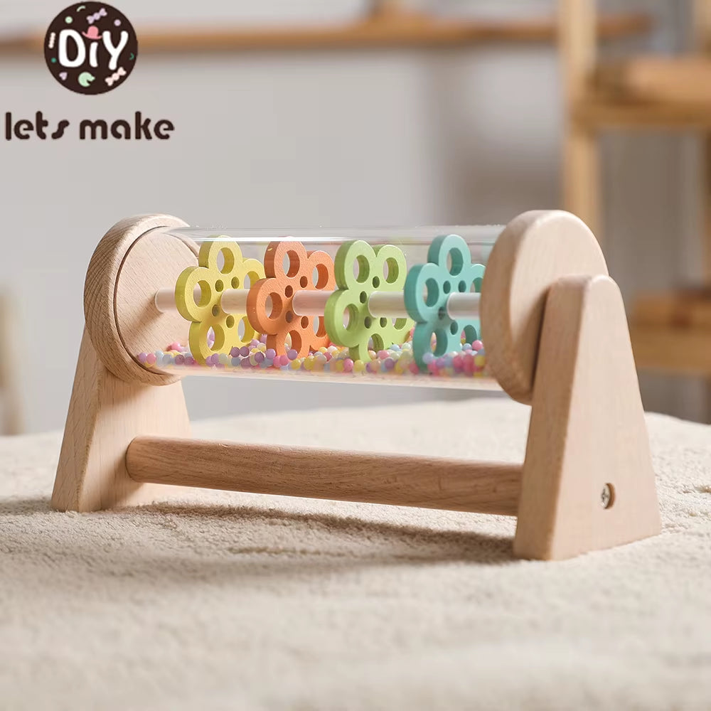 Montessori Rain Stick Toy for Babies Wooden Rainmaker Musical Shaker,Sensory Educational Instrument for Toddlers 6-12 Months