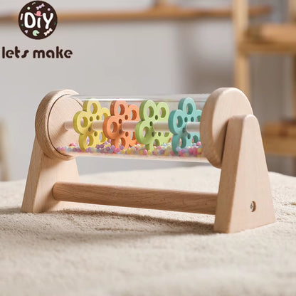 Montessori Rain Stick Toy for Babies Wooden Rainmaker Musical Shaker,Sensory Educational Instrument for Toddlers 6-12 Months