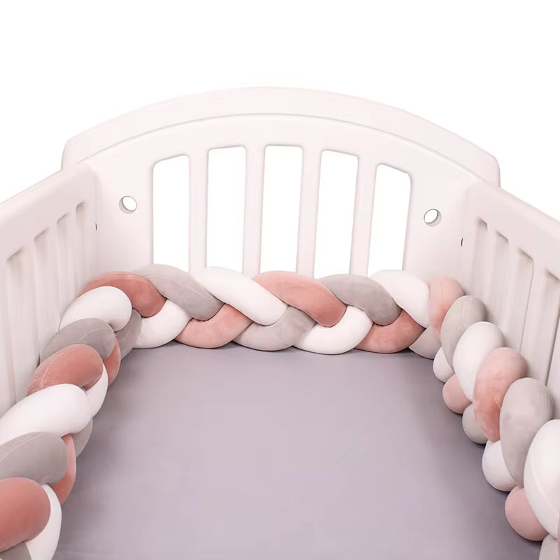 1-4M Baby Bed Bumper for Cribs Boy Girl Baby Bedside Protector Knotted Braided Cot Room Decor