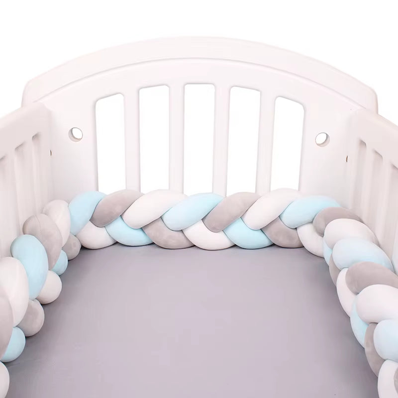 1-4M Baby Bed Bumper for Cribs Boy Girl Baby Bedside Protector Knotted Braided Cot Room Decor