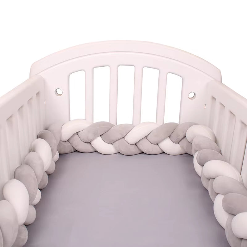 1-4M Baby Bed Bumper for Cribs Boy Girl Baby Bedside Protector Knotted Braided Cot Room Decor