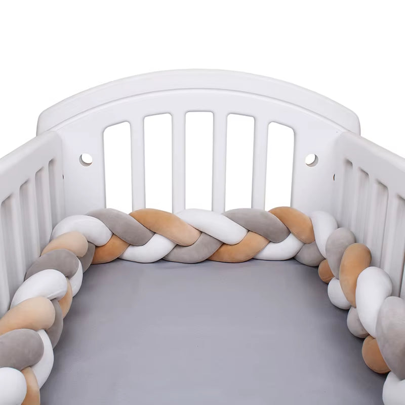 1-4M Baby Bed Bumper for Cribs Boy Girl Baby Bedside Protector Knotted Braided Cot Room Decor