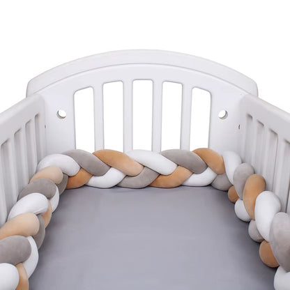 1-4M Baby Bed Bumper for Cribs Boy Girl Baby Bedside Protector Knotted Braided Cot Room Decor