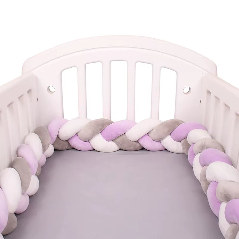 1-4M Baby Bed Bumper for Cribs Boy Girl Baby Bedside Protector Knotted Braided Cot Room Decor