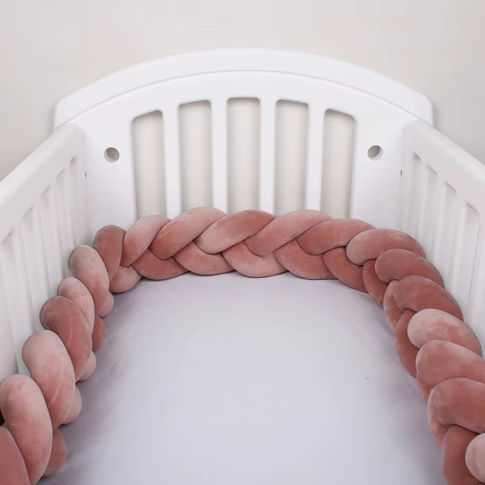 1-4M Baby Bed Bumper for Cribs Boy Girl Baby Bedside Protector Knotted Braided Cot Room Decor