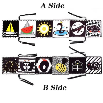 Sensory Cloth Book High Contrast Baby Toys 0-12 Months Newborn Crib Toys Black and White Animal Cloth Books Montessori Baby Book