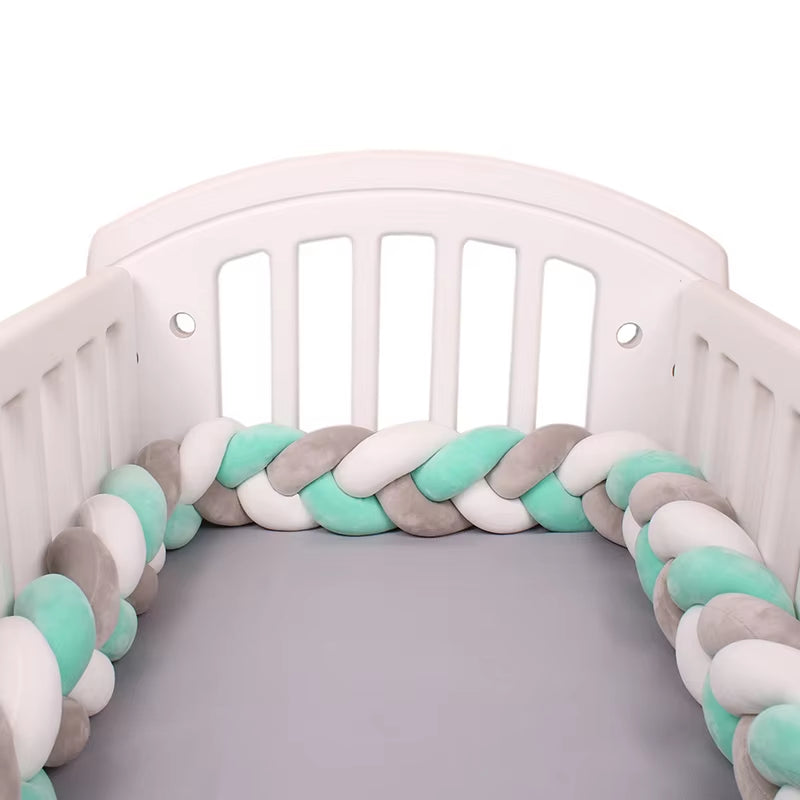 1-4M Baby Bed Bumper for Cribs Boy Girl Baby Bedside Protector Knotted Braided Cot Room Decor