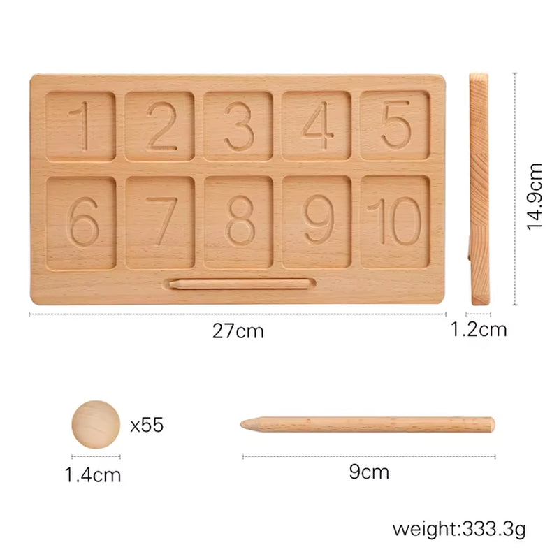 Montessori Tracing Board Wooden Toy for Girls Boy Double Sided Uppercase & Lowercase Letters Number Educational Game Toy Product