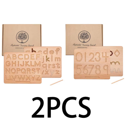 Montessori Tracing Board Wooden Toy for Girls Boy Double Sided Uppercase & Lowercase Letters Number Educational Game Toy Product
