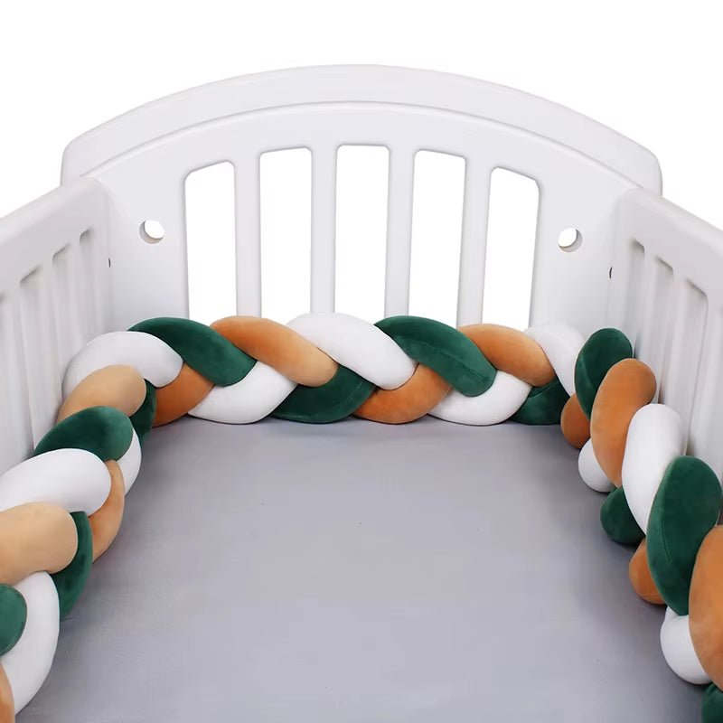 1-4M Baby Bed Bumper for Cribs Boy Girl Baby Bedside Protector Knotted Braided Cot Room Decor