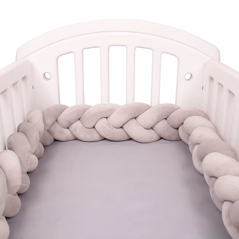 1-4M Baby Bed Bumper for Cribs Boy Girl Baby Bedside Protector Knotted Braided Cot Room Decor