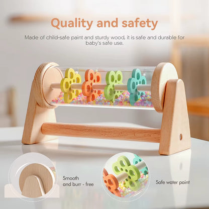 Montessori Rain Stick Toy for Babies Wooden Rainmaker Musical Shaker,Sensory Educational Instrument for Toddlers 6-12 Months