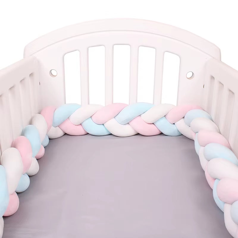 1-4M Baby Bed Bumper for Cribs Boy Girl Baby Bedside Protector Knotted Braided Cot Room Decor