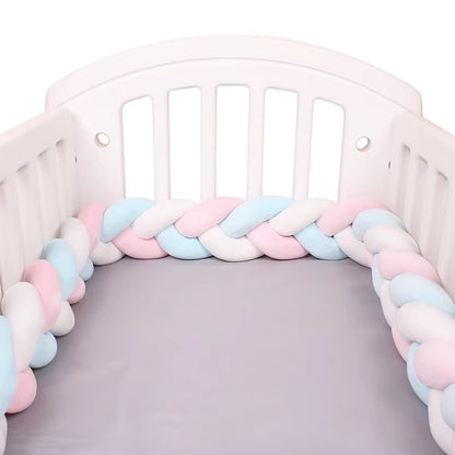 1-4M Baby Bed Bumper for Cribs Boy Girl Baby Bedside Protector Knotted Braided Cot Room Decor