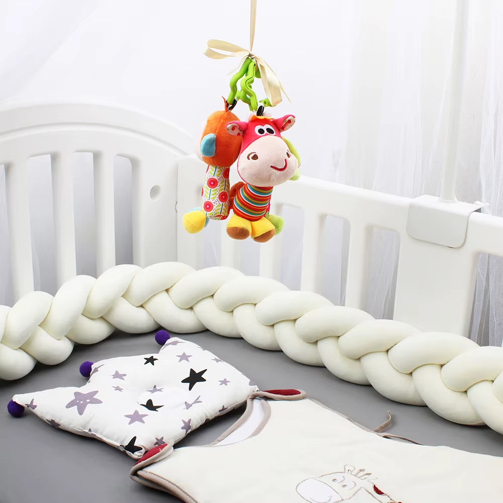 1-4M Baby Bed Bumper for Cribs Boy Girl Baby Bedside Protector Knotted Braided Cot Room Decor
