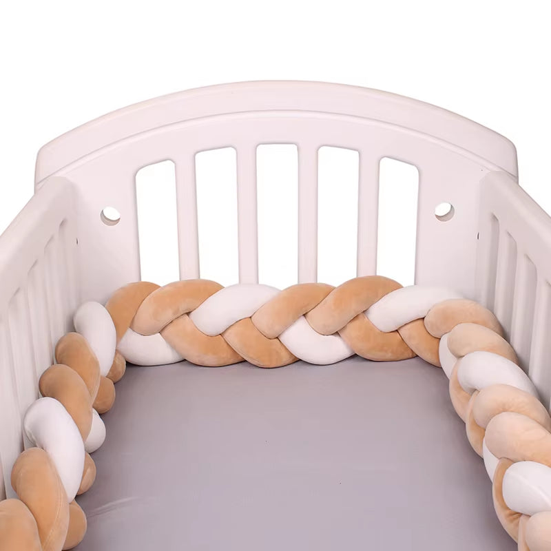 1-4M Baby Bed Bumper for Cribs Boy Girl Baby Bedside Protector Knotted Braided Cot Room Decor