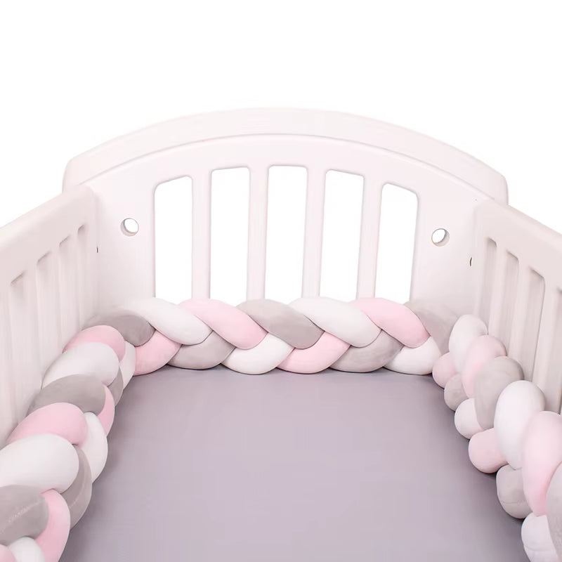 1-4M Baby Bed Bumper for Cribs Boy Girl Baby Bedside Protector Knotted Braided Cot Room Decor