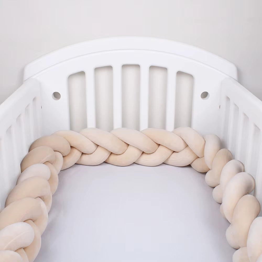 1-4M Baby Bed Bumper for Cribs Boy Girl Baby Bedside Protector Knotted Braided Cot Room Decor