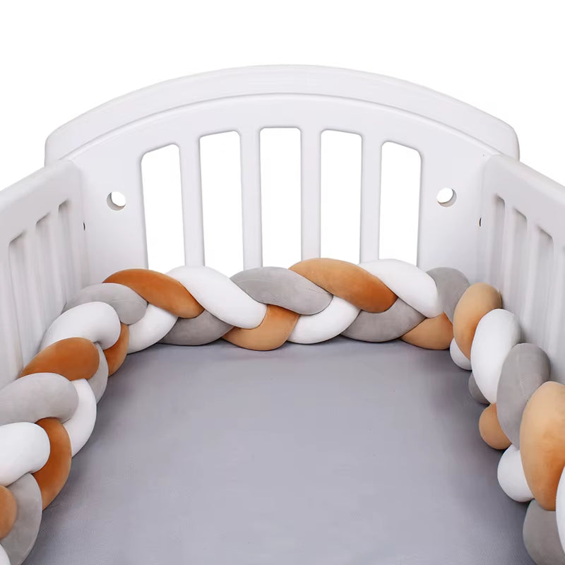 1-4M Baby Bed Bumper for Cribs Boy Girl Baby Bedside Protector Knotted Braided Cot Room Decor