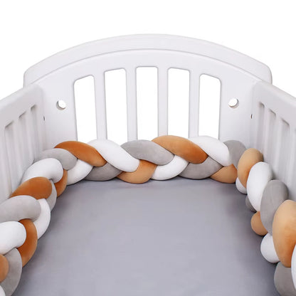 1-4M Baby Bed Bumper for Cribs Boy Girl Baby Bedside Protector Knotted Braided Cot Room Decor