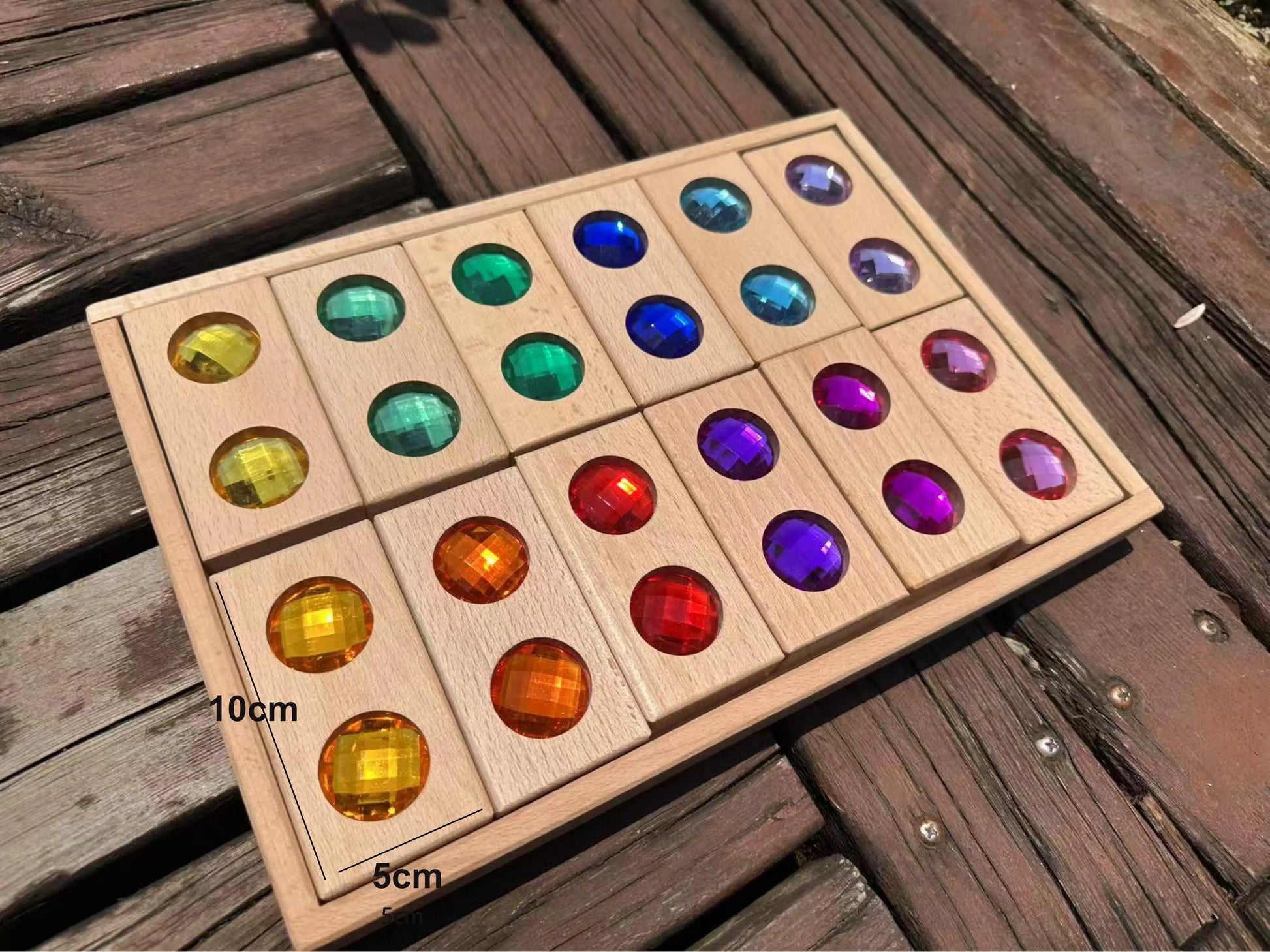 Kids Acrylic Sparkling Stones Wooden Gemstone Street Blocks Wood Montessori Toy Rainbow Crystal Diamond Bricks Building Play