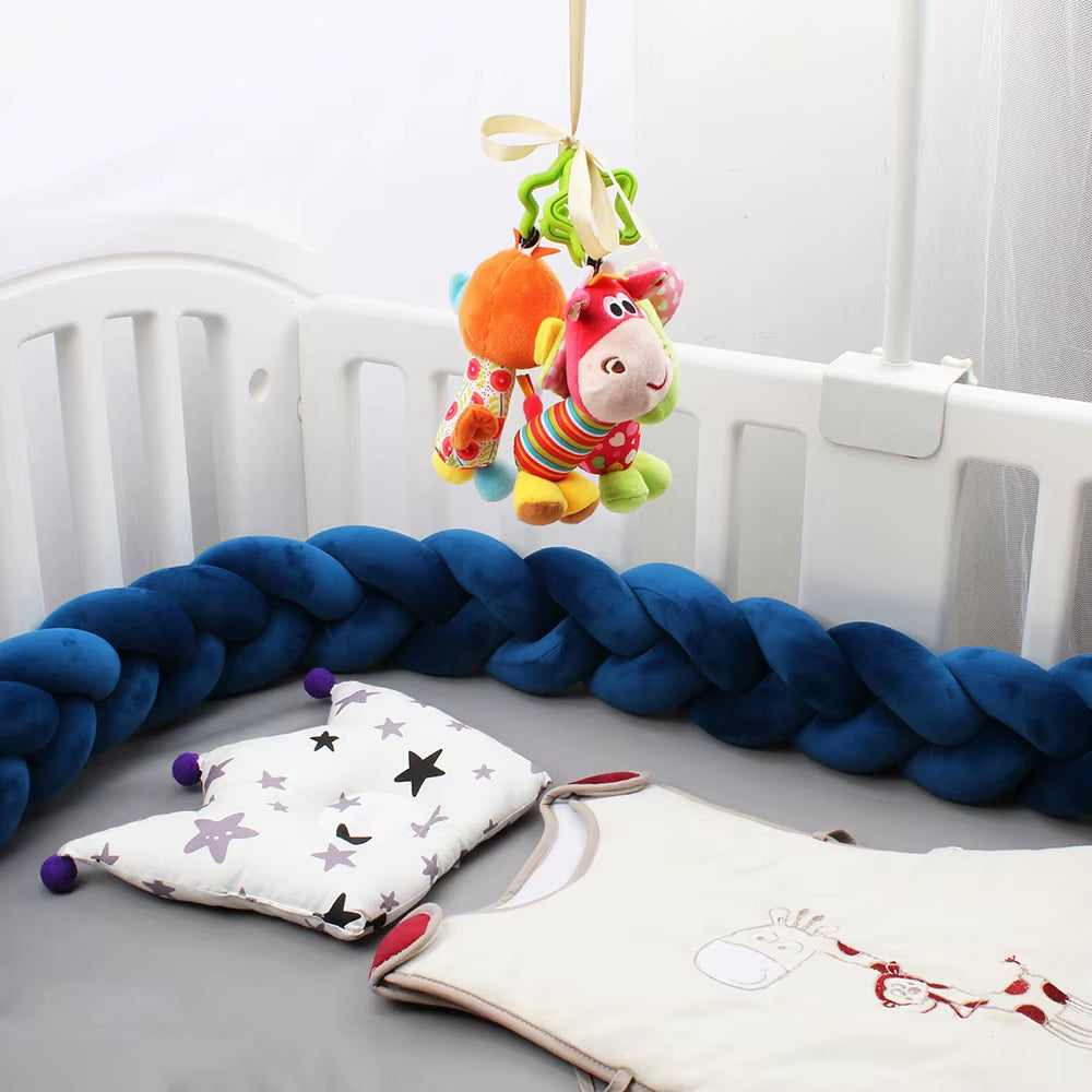 1-4M Baby Bed Bumper for Cribs Boy Girl Baby Bedside Protector Knotted Braided Cot Room Decor