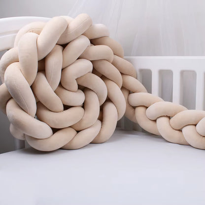 1-4M Baby Bed Bumper for Cribs Boy Girl Baby Bedside Protector Knotted Braided Cot Room Decor