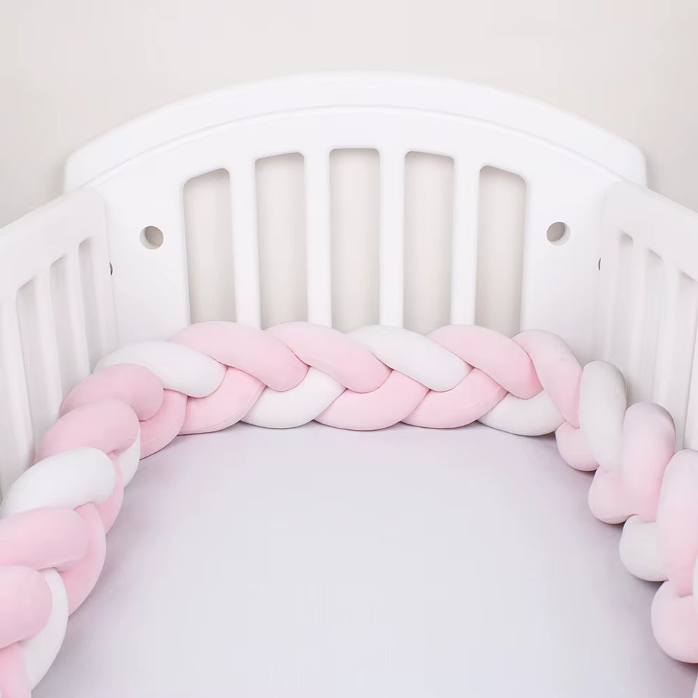 1-4M Baby Bed Bumper for Cribs Boy Girl Baby Bedside Protector Knotted Braided Cot Room Decor