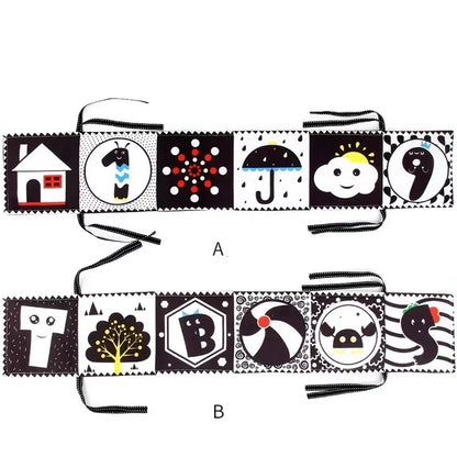 Sensory Cloth Book High Contrast Baby Toys 0-12 Months Newborn Crib Toys Black and White Animal Cloth Books Montessori Baby Book
