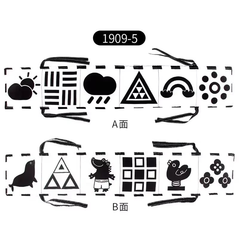 Sensory Cloth Book High Contrast Baby Toys 0-12 Months Newborn Crib Toys Black and White Animal Cloth Books Montessori Baby Book
