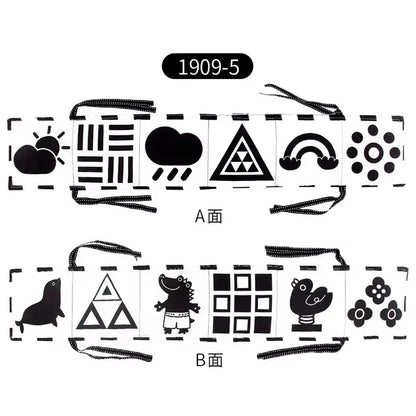 Sensory Cloth Book High Contrast Baby Toys 0-12 Months Newborn Crib Toys Black and White Animal Cloth Books Montessori Baby Book