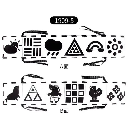 Sensory Cloth Book High Contrast Baby Toys 0-12 Months Newborn Crib Toys Black and White Animal Cloth Books Montessori Baby Book