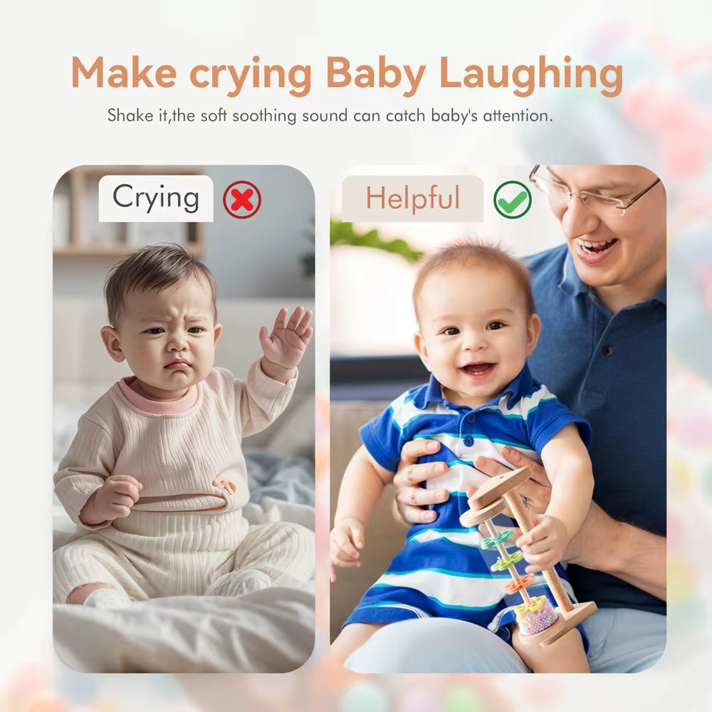 Montessori Rain Stick Toy for Babies Wooden Rainmaker Musical Shaker,Sensory Educational Instrument for Toddlers 6-12 Months