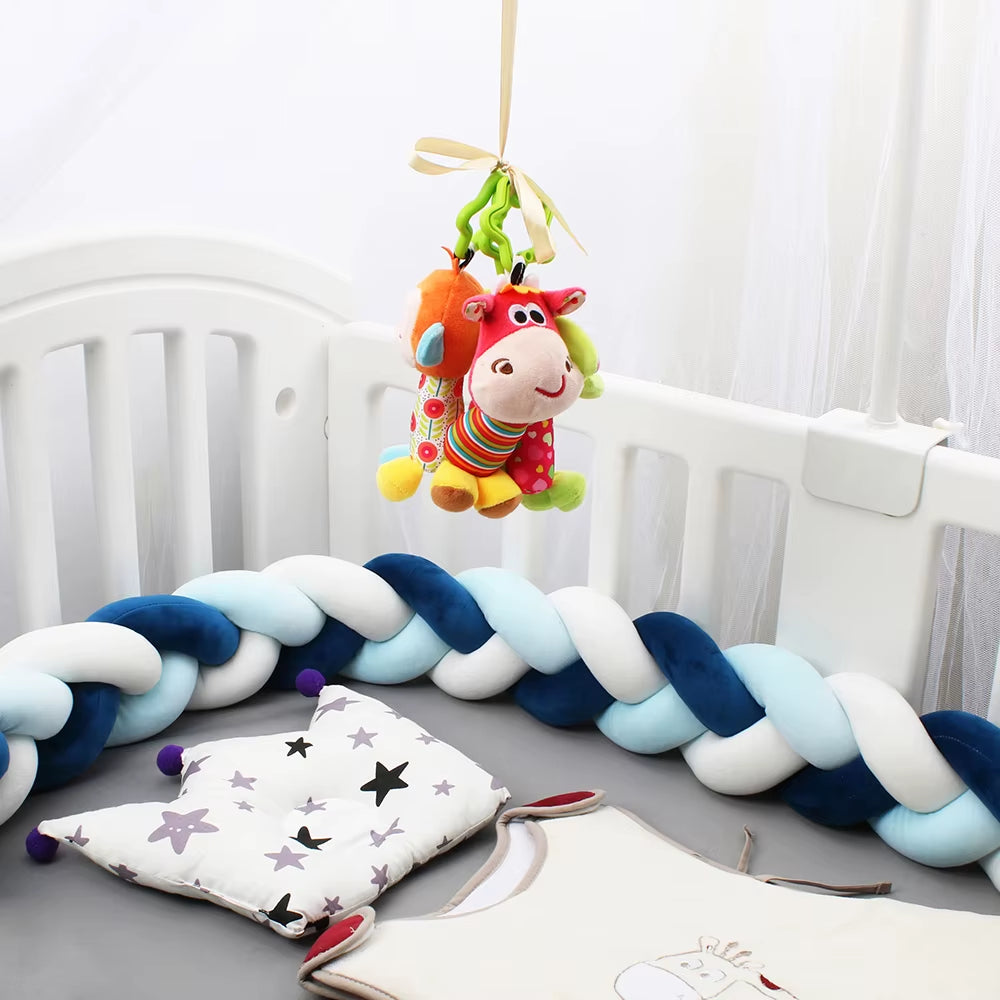 1-4M Baby Bed Bumper for Cribs Boy Girl Baby Bedside Protector Knotted Braided Cot Room Decor
