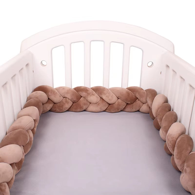 1-4M Baby Bed Bumper for Cribs Boy Girl Baby Bedside Protector Knotted Braided Cot Room Decor