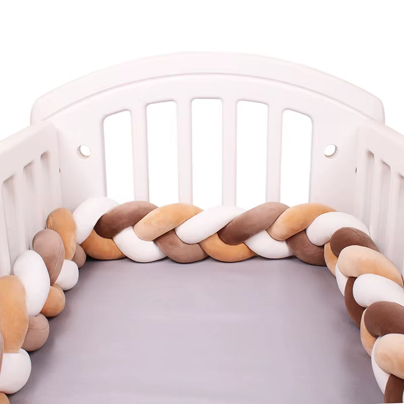 1-4M Baby Bed Bumper for Cribs Boy Girl Baby Bedside Protector Knotted Braided Cot Room Decor