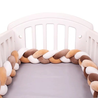 1-4M Baby Bed Bumper for Cribs Boy Girl Baby Bedside Protector Knotted Braided Cot Room Decor