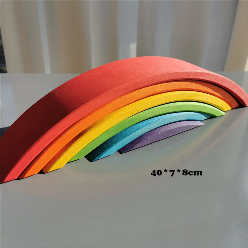 Montessori Wooden Toys Elemental Rainbow Stacking Blocks /Unpaint Wood Tree Building Stacking Car Volcano Coral Sea Wave
