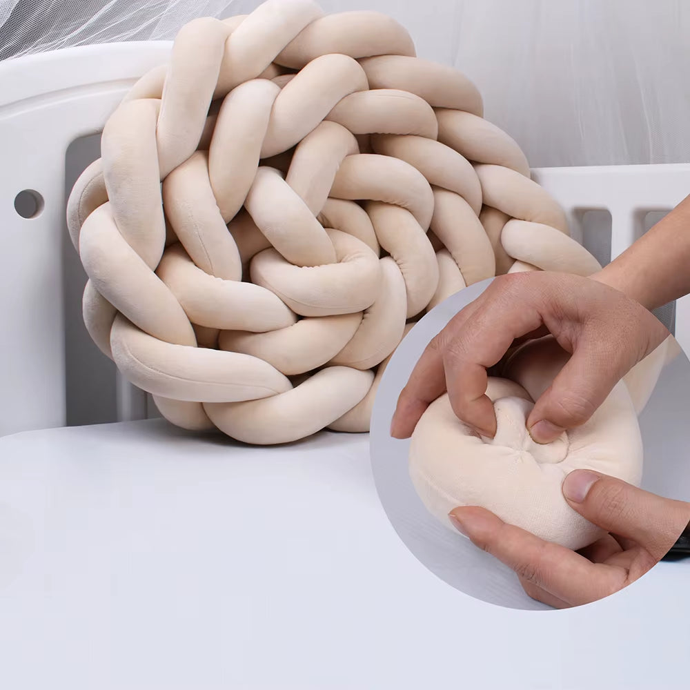 1-4M Baby Bed Bumper for Cribs Boy Girl Baby Bedside Protector Knotted Braided Cot Room Decor