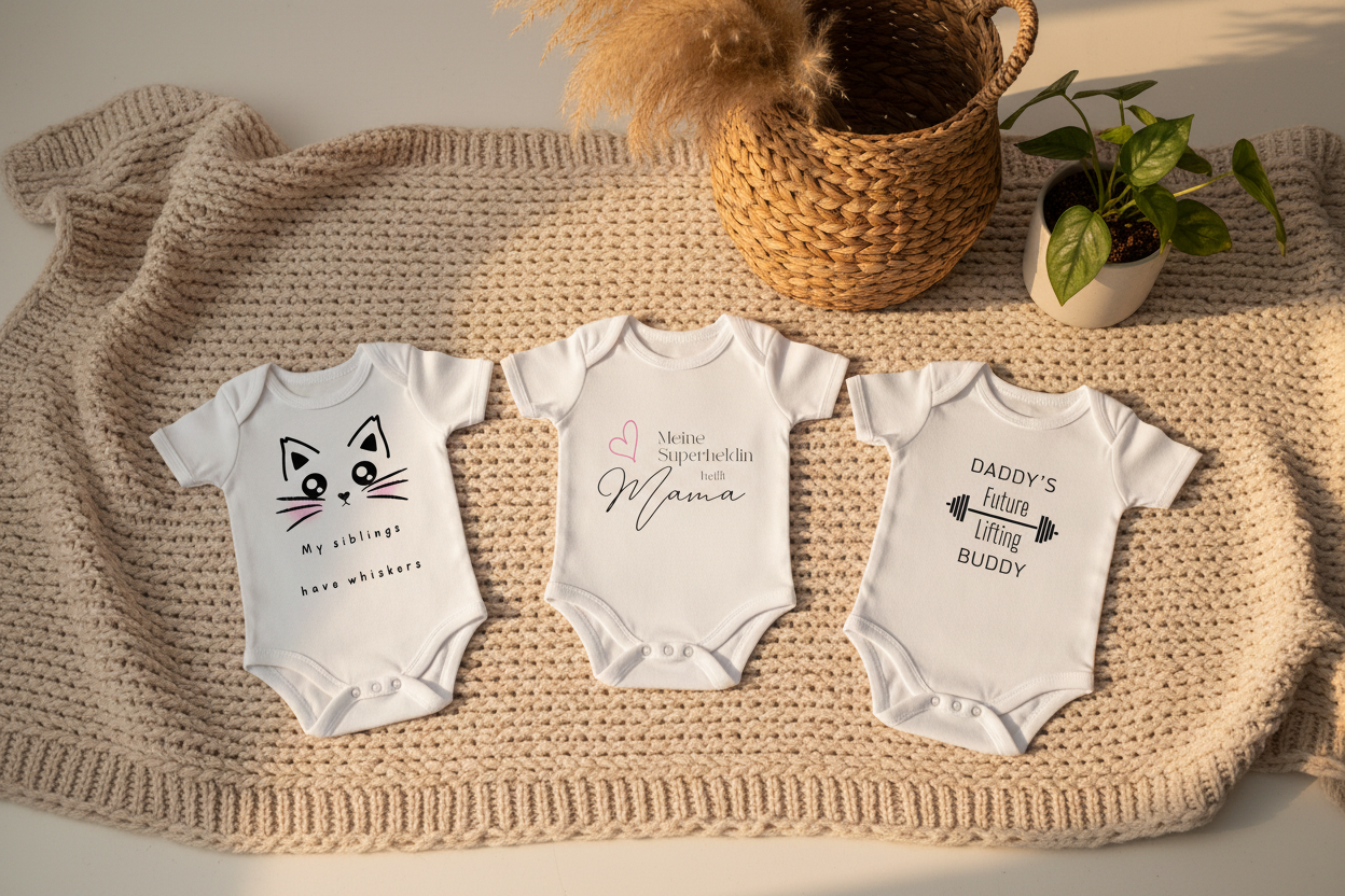 Stillleben mit Baby-Bodys - gemütliche Alternative